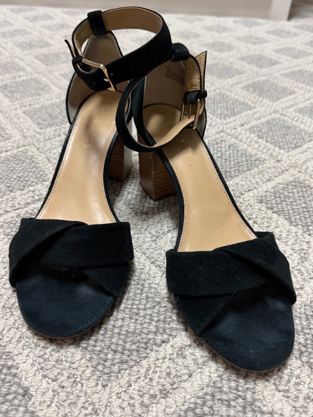 TALBOTS leather block heel black sandal—Size 8